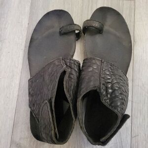 Pedro Garcia Black Leather Toe Sandals